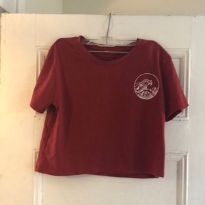 romwe red wave design cropped t-shirt